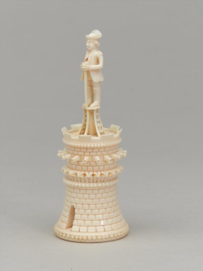 白いルーク、チェスの駒、インド、1820年頃 作： Pierre Simon Dequoy