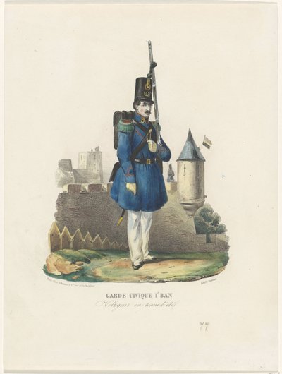 Belgischeburgerwacht op wacht、1830 市民警備隊 1r 禁止 / 夏服のヴォルティジュール (オブジェクトのタイトル) 作： Pierre Simonau