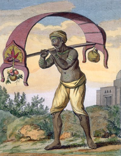 神々への供物を運ぶパエニ・カオリの信者、1782年。 作： Pierre Sonnerat