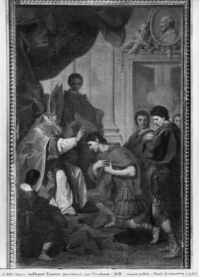 テオドシウス1世大帝、ミラノの大司教聖アンブローズから恩赦を受けた1745年頃 作： Pierre Subleyras