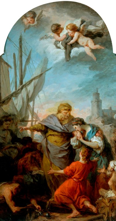 O Embarque de Santa Paula para a Terra Santa, c.1738-39 (óleo sobre tela) 作： Pierre Subleyras