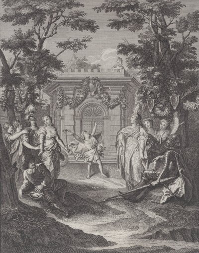 プレート 13: ガマーシュの結婚式への愛と富の入り口 愛と富の入り口...、1745 年。 作： Pierre Tanje
