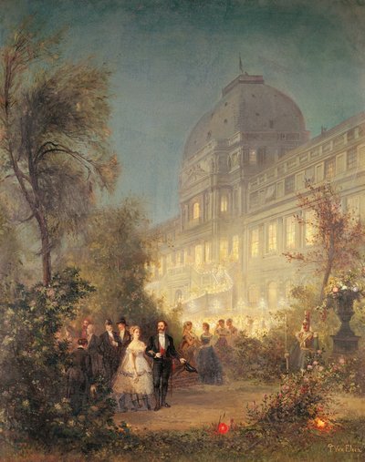1867年6月10日、チュイルリーでのイブニングパーティー 作： Pierre Tetar van Elven