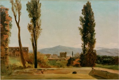 ファルネーゼ庭園で：3本のポプラとモンテ 作： Pierre de Valenciennes