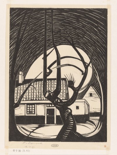 家の前の柳 作： Piet Egmond (signed by artist)
