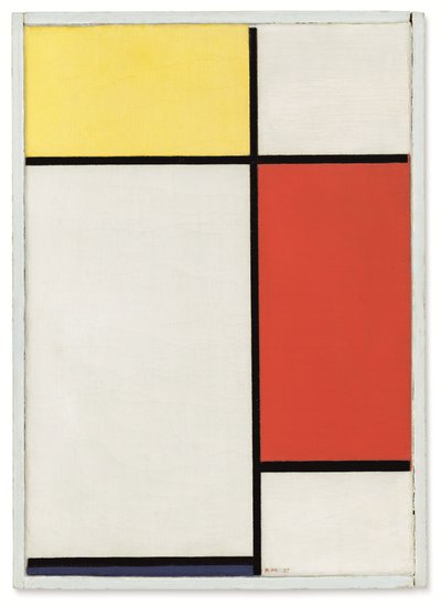 コンポジションNo.II、イエロー、レッド、ブルー入り 作： Piet Mondrian