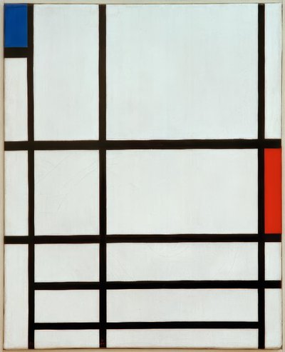 赤、青、白の構成：II 作： Piet Mondrian