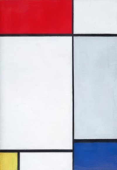 赤、黄、青の構成。 1927 作： Piet Mondrian