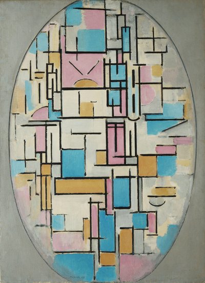 楕円形の構図と色面 1 作： Piet Mondrian