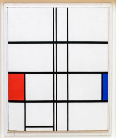 白、赤、青のコンポジション 作： Piet Mondrian