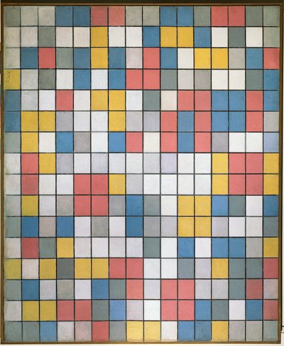 グリッドによるコンポジション：チェッカーボード・コンポジション（キャンバスに油彩） 作： Piet Mondrian