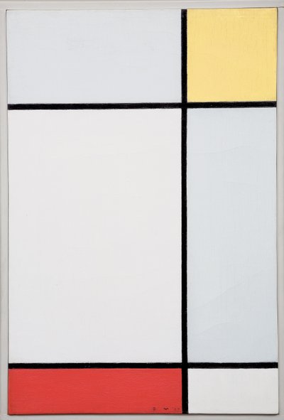 黄色と赤の構成 作： Piet Mondrian