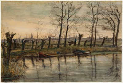 農民が畑に戻る、1900年頃（紙に木炭と木炭を含む） 作： Piet Mondrian