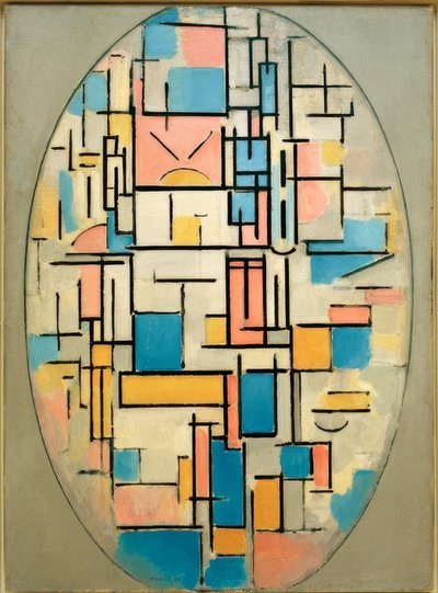 楕円形の色付き領域の構成1 作： Piet Mondrian