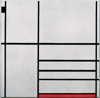 白、黒、赤の構成 作： Piet Mondrian
