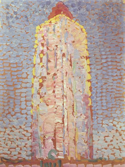 オレンジ色のウェストカペレの灯台 作： Piet Mondrian