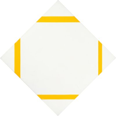 4つの黄色の線で菱形の構成 作： Piet Mondrian