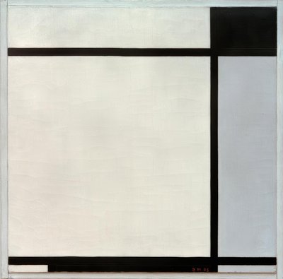 Tableau No.II、黒とグレー 作： Piet Mondrian