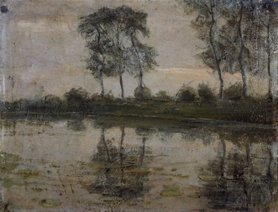ピート・モンドリアン（1872-1944）の「ガイン川のほとりの木」。オランダ、20世紀 作： Piet Mondrian