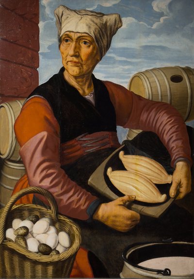 オランダ人農夫の妻、1550年頃（木に油彩） 作： Pieter (1507/08 75) Aertsen