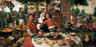Fete villageoise - Village Festival - Pieter Aertsen (1508-1575).木に油彩 作： Pieter Aertsen