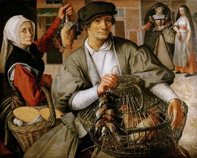 市場の情景」 1560-65年頃 木に油彩 作： Pieter Aertsen