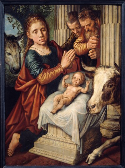 羊飼いたちの崇拝」 ピーテル・アーステン(1508-1570)の絵画 (ec.holl.) 16世紀 日0.87x0.63 m ルーアン、ミュゼ・デ・ボザール 作： Pieter Aertsen