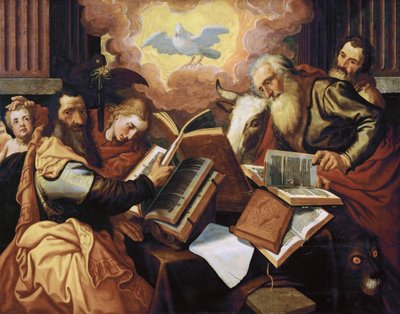 4人の福音書記者 - Pieter Aertsen, dit Lange Pier (1508-1575).木に油彩、約1560-1565年。寸法：113x143cm美術史博物館、ヴィエンヌ 作： Pieter Aertsen