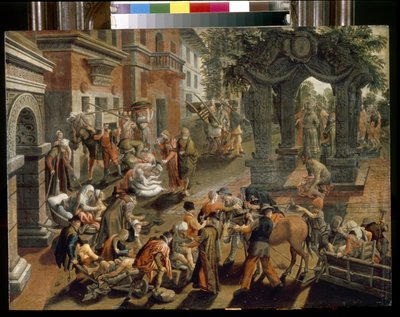 使徒ペテロとヨハネ。 （使徒ペテロとヨハネ）。 Pieter Aertsen (1508-1575) による絵画、木に油彩 作： Pieter Aertsen