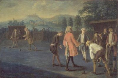ボウリンググリーン上の人物（パネル） 作： Pieter Angillis