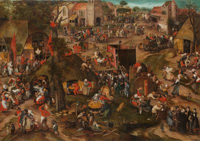 茶番劇「Een cluyte van Plaeyerwater」のパフォーマンスを備えたフランダースカーミス、c。 1570 作： Pieter Balten
