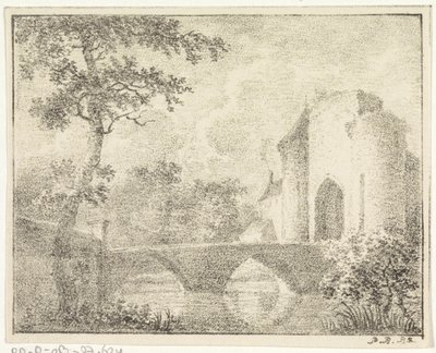 風景の中の橋のある城 作： Pieter Bartholomeusz. Barbiers