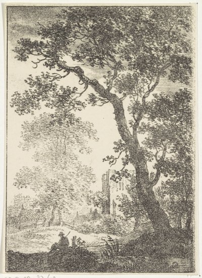 廃墟のある風景と坐像 作： Pieter Bartholomeusz. Barbiers