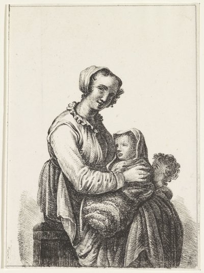 赤ちゃんと幼児を持つ母親 作： Pieter Bartholomeusz. Barbiers