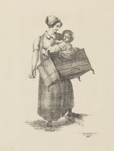 オルガンと子供を持つ女性 作： Pieter Bartholomeusz. Barbiers
