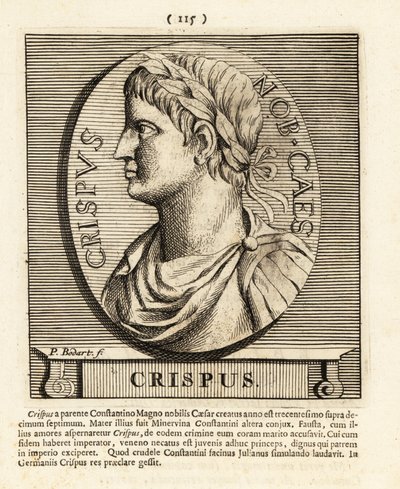 フラウィウス・ユリウス・クリスプス、ローマ皇帝コンスタンティヌス・ザ・グレの息子、1724年（彫刻） 作： Pieter Bodart