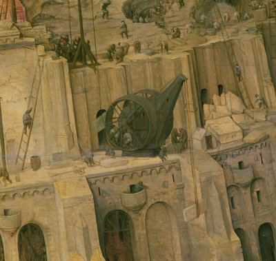 バベルの塔、建設工事の詳細、1563年（345の詳細） 作： Pieter Bruegel the Elder