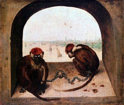 2匹の猿、1562 作： Pieter Bruegel the Elder