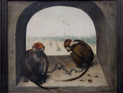 2つの鎖でつながれた猿 作： Pieter Brueghel the Elder