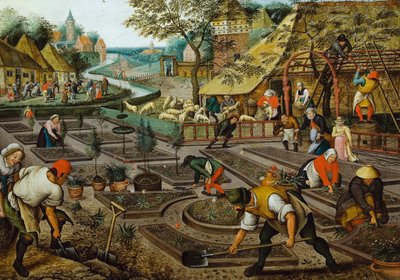 四季。16世紀後半の春。 作： Pieter Brueghel the Younger