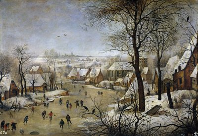 鳥の罠のある冬の風景、1601年頃 作： Pieter Brueghel the Younger