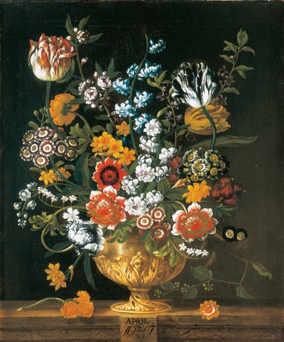 4月、花の12か月から、静物の花のカレンダー 作： Pieter Casteels