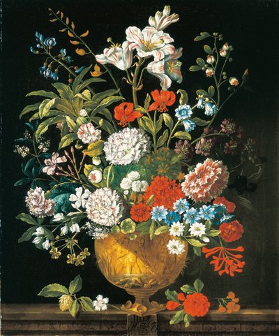 7月、花の12か月から、静物の花のカレンダー 作： Pieter Casteels