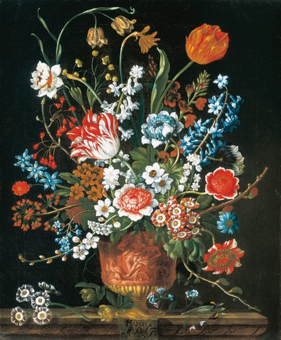 3月、花の12か月から、静物の花のカレンダー 作： Pieter Casteels