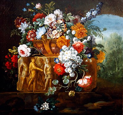 バラ、シャクヤク、ヒナギクなどの花々 作： Pieter Casteels