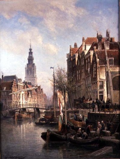 運河沿いの街並み 作： Pieter Christiaan Cornelis Dommelshuizen