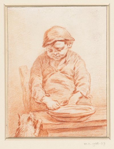 猫とお粥を食べる男の子 作： Pieter Christoffel Wonder