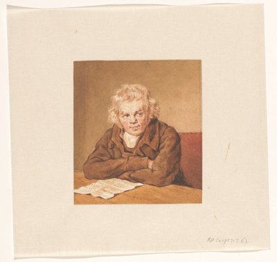 ローレンス・ファン・シャイクの肖像、テーブルに座って読書 作： Pieter Christoffel Wonder