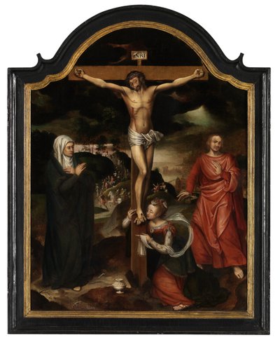 Kristus ristillä Neitsyen, Pyhän Johanneksen ja Maria Magdaleenan kanssa (öljy paneelissa) 作： Pieter Claeissens