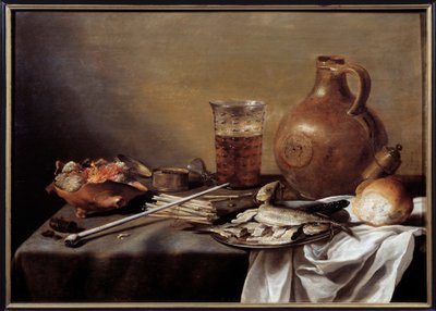 魚のいる静物画 ピーテル・クレス（1597-1661）作 1644年 薄さ0.59 x 0.82 m ナント、ボザール美術館 作： Pieter Claesz